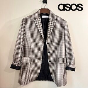 NWOT ASOS Long Line Checked Boy Blazer